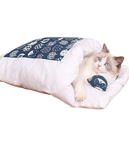 Halbgeschlossener Katzenschlafsack – Selbstwärmendes Nestbett Für Katzen & Kleine Hunde (3 Größen, Waschbar)