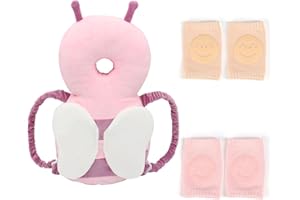 VBNZBK Protezione per La Testa Del Bambino, Zaino Anticaduta per Bambini Morbido e Traspirante Regolabile Sicuro per Bambini di 4-24 Mesi che Gattonano (Rosa)