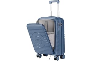 Artebeads Maleta de Viaje Cabina, PP Material Trolley Rígida Expandible con Ruedas Giratorias y Cierre de Combinación, Equipaje de Mano Resistente y Duradero, Ligero(Azul Oscuro, 55x38x22cm)