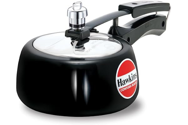 Hawkins 1.5 Litre Contura Black Pressure Cooker, Hard Anodised Inner Lid Cooker, Baby Cooker, Black(CB15)