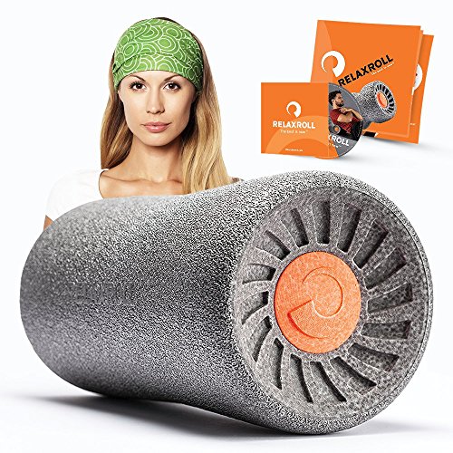 RELAXROLL (das Original) ergonomische Faszienrolle | Massagerolle | Schaumstoffrolle MADE in GERMANY | Effektive Behandlung von Rückenschmerzen, Nackenschmerzen, Achillessehneschmerzen und schweren Beinen
