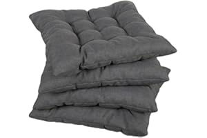 gutekissen Coussin de Chaise piqué carré Garniture pour chaises/bancs pour la Maison et Le Jardin Coussin d'assise Coussin d'assise de Jardin Nombreuses Couleurs (45x45, Gris foncé, 4)