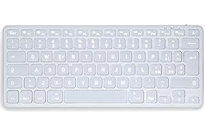 Perixx PERIBOARD-832M Tastiera Wireless Mini Retroilluminata, Bluetooth 5.1, Tasti a Forbice, Ricarica USB-C, Compatibile con macOS 11.2.1+, Layout Italiano QWERTY, Bianco