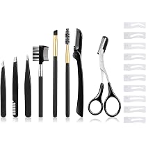 MOSTFUN Augenbrauen-Trimm-Set 4-teilig – Pinzette, Schere, Rasierer & Pinsel Für Damen & Herren (schwarz)