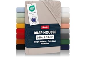 Blumtal Drap- housse en microfibres 160 x 200 x 30 cm - 1er- Set Taupe