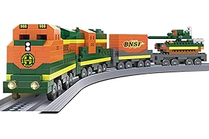 Zhongren Kit de construction de train, locomotive à vapeur rétro, modèle de train de fret urbain avec rail, cadeaux créatifs pour enfants et adultes (train BNSF)