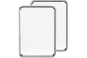 Estmoon Baking Tray Set of 2, Stainless Steel Oven Sheet Set 31.5 x 24.5x 2.5 cm, Non Stick Cookie Sheet for Baking and Roasting, Non Toxic and Dishwasher Safe, Silver