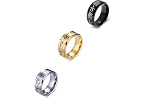 Vnox Bague de fiançailles en acier inoxydable avec œil d'Horus d'Horus Ankh pour homme et femme, taille 5-13