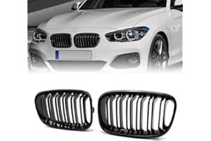 NAVPLUS F20 F21 Nieren Schwarz Kühlergrille Passend für 1er F20 F21 2011 2012 2013 2014 Kühlergrill Doppelsteg Grill Glanz Schwarz