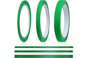 Fokelyi 3 Rolls Green Masking Tape, Artist Masking Tape 3mm/7mm/12mm Widex22 Yard Writable Masking Tape Automotive Masking Tape Premium Masking Tape for Painting and Decorating