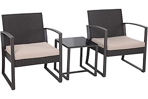 ‎SVITA SVITA LOIS L Poly Rattan Sitzgruppe Gartenmöbel Metall-Garnitur Balkonmöbel Tisch Sessel (Schwarz)
