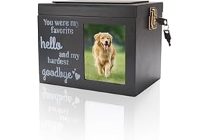 MUMISUTO Pet Urns for Dogs Ashes, Custom Woode Dog Ashes Box with Photo for Pet Memorial Keepsake, Dog Urns for Ashes Pet Cremation Urn Wood Keepsake Memorial Box Gift for Pet Lovers