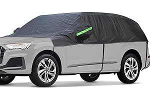 BEXITA Pokrowiec do połowy samochodu, na zewnątrz, wodoodporna, pogrubiona tkanina z bawełnianą podszewką, osłona na przednią szybę samochodu, ochrona przed śniegiem, zima, do SUV-a (długość do 480 cm