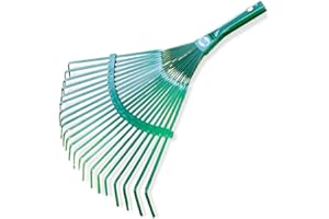 Amig - Gardena Rechen - Stahl - Rechen mit 22 flachen Metallzinken und festen Lamellen - Grün -400 mm - Stiel Nicht im Lieferumfang enthalten