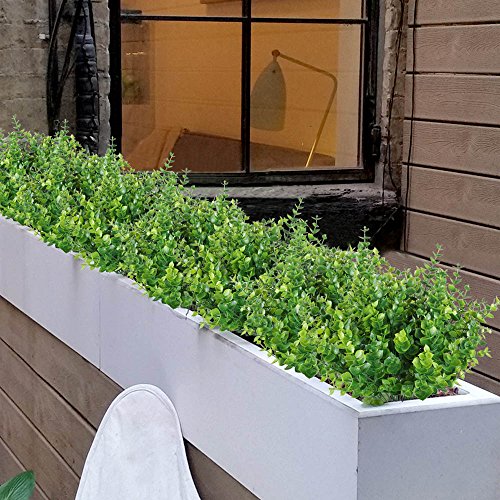 MIHOUNION Haus Deko 4 Bündel Grün Künstliche Pflanzen Kunststoff Stäucher kunststoff Pflanzen Eukalyptus für küche Garten Badezimmer und Fensterbank Ornament - 4