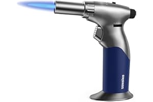 Sondiko Cannello da Cucina, Tripla Fiamma Regolabile, Torcia a Butano, Ricaricabile con Blocco Continuo a Fiamma per Creme Brulée e Cottura (Butano non Incluso)