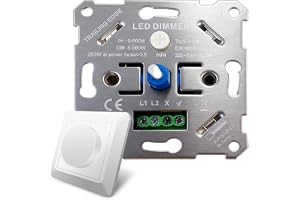 LED-dimmare 230 V - Inbyggd ljusstyrkeregulator - Kompatibel med Gira & Hue-brytare, 5-200 W - Med vit överdragsplatta