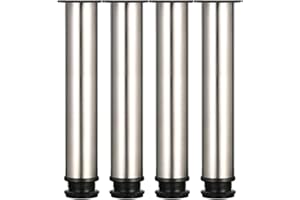 Drenky 4 nogi meblowe, metalowe, 30 cm, okrągłe, ze stali nierdzewnej, szczotkowane, nóżki meblowe, z regulacją wysokości, wysokość całkowita 300 mm-315 mm, ze śrubami ze stali nierdzewnej, do projektów meblowych