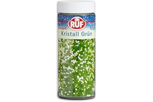 RUF Crystal Green Streusel, glänzende Torten-Deko, Zucker-Perlen in grün weiß und schimmernde grüne Zucker-Kristalle, zum Verzieren von Plätzchen, Cupcakes Deko