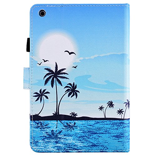 HB-Int 3 in 1 Standfunktion Hülle für iPad Mini 1 / 2 / 3 Flip PU Leder Schutzhülle Blau Meer Wallet Case Brieftasche Kartenfächer Ledertasche Magnetverschluss Schale Beschützer Haut Lederhülle Book Style Holder New York City Etui Protective Cover Dünn Slim Cover Bumper Zubehör mit Stylus Pen + Staub Steckere - 3