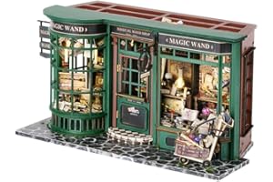 CRIOLPO Puppenhaus Tinyatur mit Möbeln, Zauberstabladen, DIY Tinyatur Haus Kit, Tinyaturhaus-Bausätze für Erwachsene, Kreative Puppenhaus-Modellbausätze aus Holz, DIY Puppenhaus aus Holz - Volles Haus