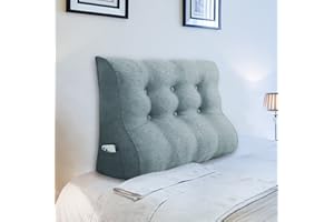 ‎JOHNEAR Johnear Rückenkissen Lendenkissen für Sofa Bett Rückenlehne Groß Leinen Bücherkissen Lesekissen Hohe Kopfteil zweireihig Kopfkissen Wandkissen Beinkissen (grau，100cm)