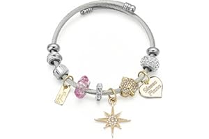 Vinabilia Bracelet à Breloques pour Filles, Bracelet d'amitié avec Pendentifs, Bracelets en Acier Inoxydable Bijoux Doux pour Adolescents Jeunes Filles