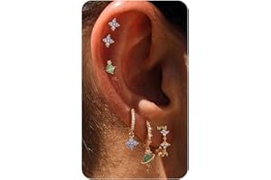 BodyBonita 3 Paar Ohrringe Silber 925 Set für Damen 14 Karat Vergoldet Kleine Ohrstecker Silber 925 Set Stapelbar Zirkonia Ohrstecker Creolen Ohrringe Set für Mehrere Piercings