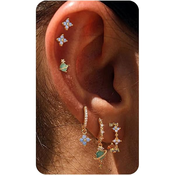 4 Paar Ohrringe Gold Für Damen – Hypoallergene 14K Gold Stecker & Creolen Für Piercings