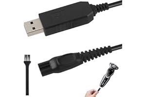 CLYDEWY 15V USB Chargeur Tondeuse/Rasoir pour Philips Norelco HQ8505 Séries 3000 5000 7000 9000, One Blade Pro QP6520 QP6510 QP6620 - Alimentation Adaptateur Cordon 1,1m