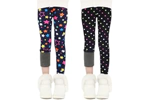 Auranso Thermo Leggings Mädchen Kinder Gefütterte Thermoleggings Winter Warme,2er-Pack