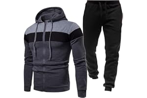 MJGkhiy Tuta Uomo Completa Felpa Con Cappuccio Due Pezzi Felpa e Pantalone Set Tracksuit Tute da Ginnastica Felpa Con Zip e Cappuccio Suit Felpata Invernale Tuta Abbigliamento Sportiva Tuta Completa