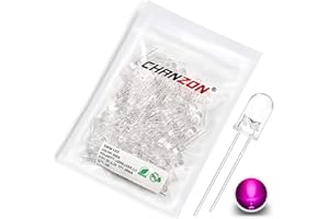 Chanzon 100 pcs 5mm Rose LED Diode Lumières (Clair Rond Transparent DC 3V 20mA) Lumineux Ampoule Lampes Composants Électroniques Indicateur Diodes Émettrices De Lumière