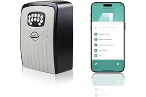 SISAV Security Key Lock Box Instant Remote Access Via Bluetooth/Code/App Resettable Set Your Own Combination 6 Digit Storage Smart Lock Box No WiFi Wall Mounted 5 Key Large Capacity,Grey