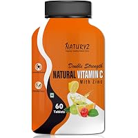 Naturyz Double Strength Natural Vitamin C & Zinc Supplement 1250 mg with Amla, Acerola Cherry, Citrus Bioflavonoids for Immunity Support & Skincare (60 Vegetarian tablets)