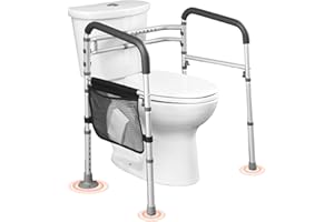 VEVOR Ringhiera di Sicurezza per WC 136,07 kg Sedile WC Pieghevole con Maniglie Antiscivolo, Corrimano per WC Portatili e Versatili con Tubo in Lega di Alluminio Rinforzato da Bagno WC Seduta