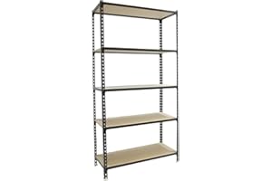 ‎SIMONRACK Simonrack Schwerlastregal, Lagerregal, 200x100x50 cm, Metallregal, Kellerregal, Biegestelle 150 kg, 5 Holzfachböden, Anthrazit/Holz - Maderclick