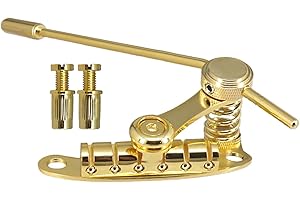 EXTRWORY Elektrische Gitarre Chrom Brücke Stop Bar Saitenhalter Tremolo Für LP Für SG Gitarren Saitenhalter für E Gitarre, Jazz Vibrato Brücke(Gold)