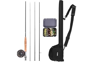 CalmGeek 9' Fly Fishing Rod and Reel Combo with Carry Bag 20 Flies Complete Starter Package Fly Fishing Kit