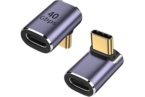 2 styck USB C-adapter 90 graders vinkel – USB-C-adapter 40Gbps hane till hona – USB 4.0 kompatibel 8K och snabb laddning PD 1