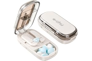 YAOZUP Tablettenteiler, Tablettenschneider, Pillenteiler mit Aufbewahrungsfach, Tablettenschneider für Alle Tabletten, Pill Cutter, Tragbarer Pillenschneider für Reise, Haustier (Weiß)