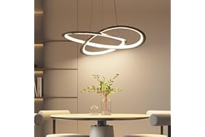 ‎MIKERU Mikeru Dimmbare Pendelleuchte, Moderner Runder Kronleuchter 3000K/4500K/6000K, Kücheninsel Deckenleuchte mit Fernbedienung 10%-100% Lineare Pendelleuchte für Restaurant Cafe