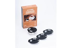 OMANA Lot de 4 capsules de café réutilisables compatibles avec les machines Bosch Tassimo, filtres à café rechargeables en acier inoxydable/plastique, housse en silicone (60/180/200/220 ml) (acier