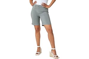 Roman Originals Stretch Shorts for Women UK Ladies Pull On Turned Hem Cut Off Bengaline Mom Boyfriend Boy Denim Casual Cropped Pants Capri Slim Fit Turn Up Summer Crops Mother
