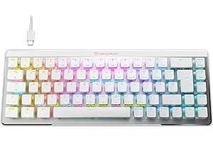 Turtle Beach Vulcan II Mini Air – Optisch-mechanische kabellose Gaming-Tastatur (65%), anpassbare RGB-Beleuchtung, abnehmbares Kabel, Smart Keys, Aluminiumplatte – Weiß