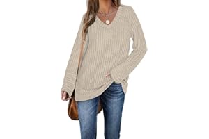 DUOEASE Felpa Donna Maniche Lunghe Casual A Manica con Scollo a V Leggeri l'inverno