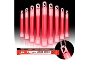 Glow Fever Bastoncini luminosi di sicurezza militare di emergenza, 15,2 cm, ultra luminosi, con durata di 12 ore, per escursioni, feste, campeggio, oscuranti, kit di sopravvivenza agli uragani, rosso