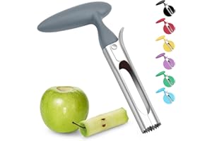 Asdirne Vide-pomme avec poignée en ABS, lame dentelée en acier inoxydable, poignée en plastique, gris