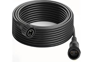Joycome Cable de extensión 6M/19.7Ft 2 Pin alargador de luces de Navidad, IP65 impermeable Cable de extensión para cadena luminosa exterior, luces de jardín, luces solares, luces de cadena, paneles