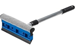 Aggloz | Telescopic Squeegee with Sponge, 46.55-73.5cm - Extendable Window Cleaner | Extendable Multi-Purpose Squeegee for Window, Glass, Shower Door, Car, Heavy Duty Window Scrubber, Squeegee